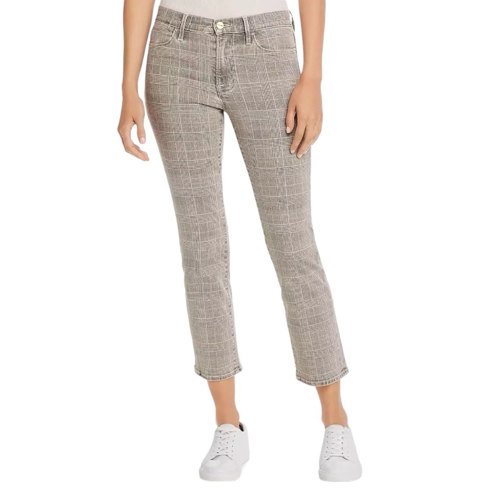 FRAME Washed Plaid Le High Straight Jeans BLOOMINGDALES Exclusive Sz 25 NWOT